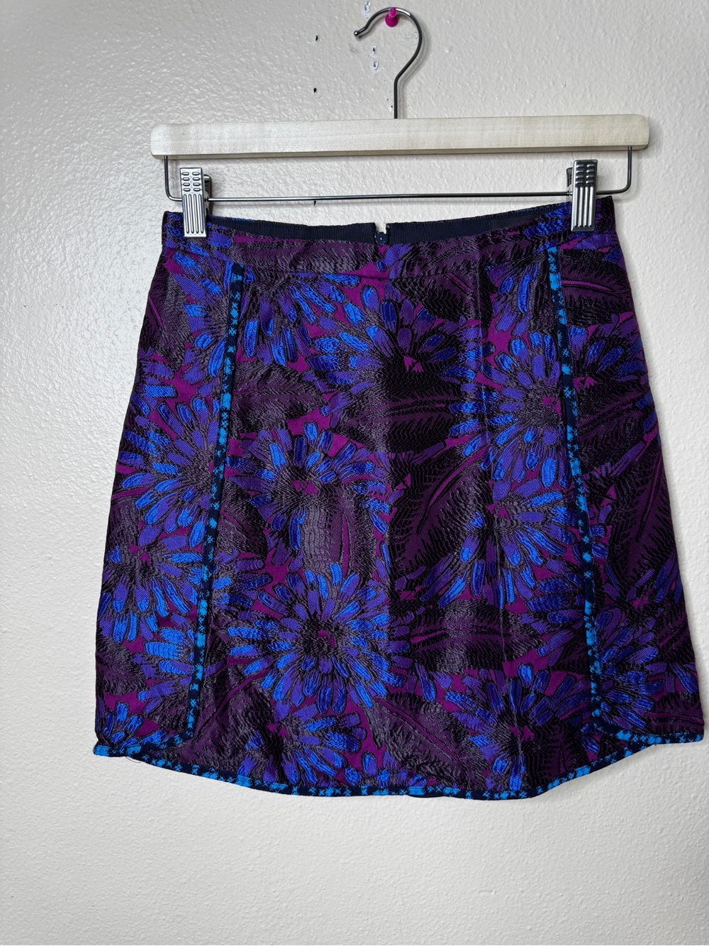 J.Crew Skirt Women’s 0 Purple Blue Floral Jacquard Mini Skirt Lined Preppy